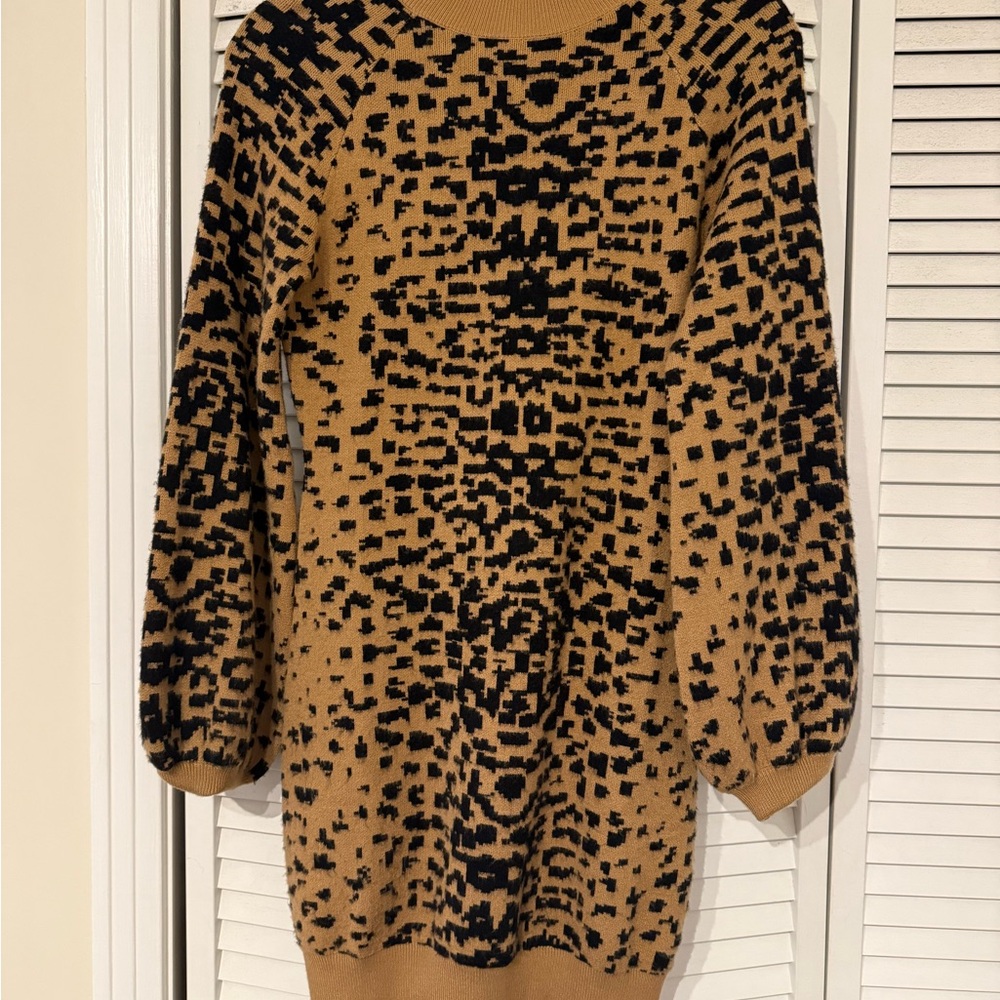 Leopard Print Sweater Dress